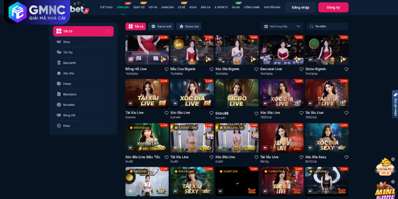 Giao diện sòng bài trực tuyến hiện đại tại nhà cái RIKBET