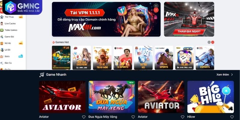 Hệ thống game MAX88 theo provider