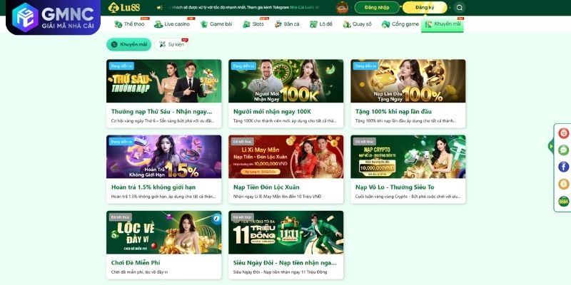 Tổng hợp khuyến mãi và hoàn trả cược độc quyền trên LU88