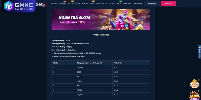 Ưu đãi RIKBET sảnh Slots nổ hũ thưởng tích lũy tuần